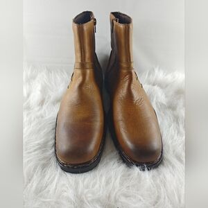 RJ Colt Collection Fireside Tan Leather Side Zipper Ankle Boots Men's Size 10M